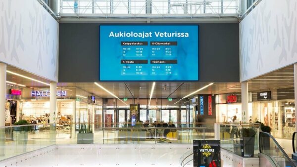 Digitaalinen ulkomainostaulu Kouvola Kauppakeskus Veturi